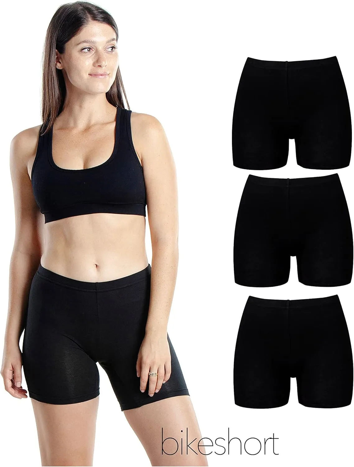 Emprella 3 Pack Slip Shorts for Women Under Dress Cotton Womens Biker Bike Short Pack Anti Chafing