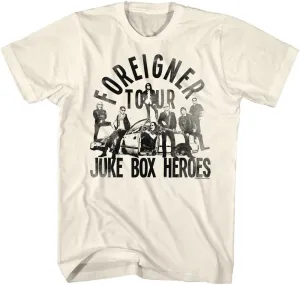 Foreigner 80s Rock Band Foreigner Tour Juke Box Heroes Vintage Style Adult Short Sleeve T-Shirts Graphic Tees