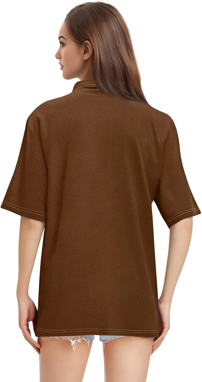 FQZWONG Polo Shirts for Women 2025 Summer Tops Dressy Casual Ladies Button Down Blouses Trendy Short Sleeve Tshirts Clothes