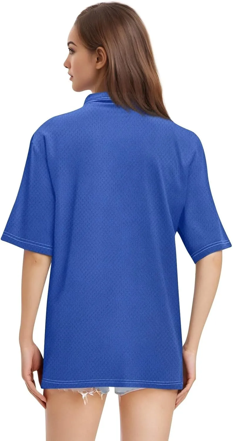 FQZWONG Polo Shirts for Women 2025 Summer Tops Dressy Casual Ladies Button Down Blouses Trendy Short Sleeve Tshirts Clothes