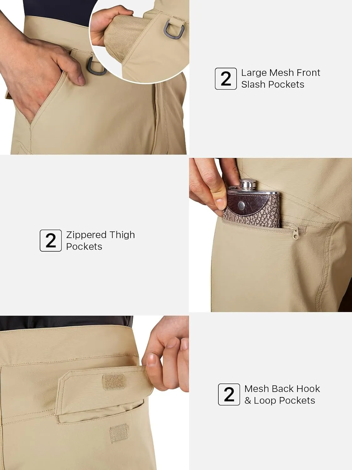 FREE SOLDIER Men's Cargo Hiking Shorts with Belt Lightweight Quick Dry Tactical Shorts with Pockets for Casual Work Golf