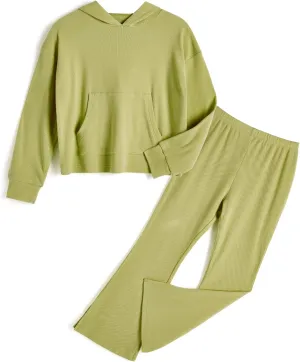 Girls' Clothing Sets 2 Piece Hoodie Long Sleeve Shirts Bell Bottom Cute 2025 Spring Outfits Sweatsuits