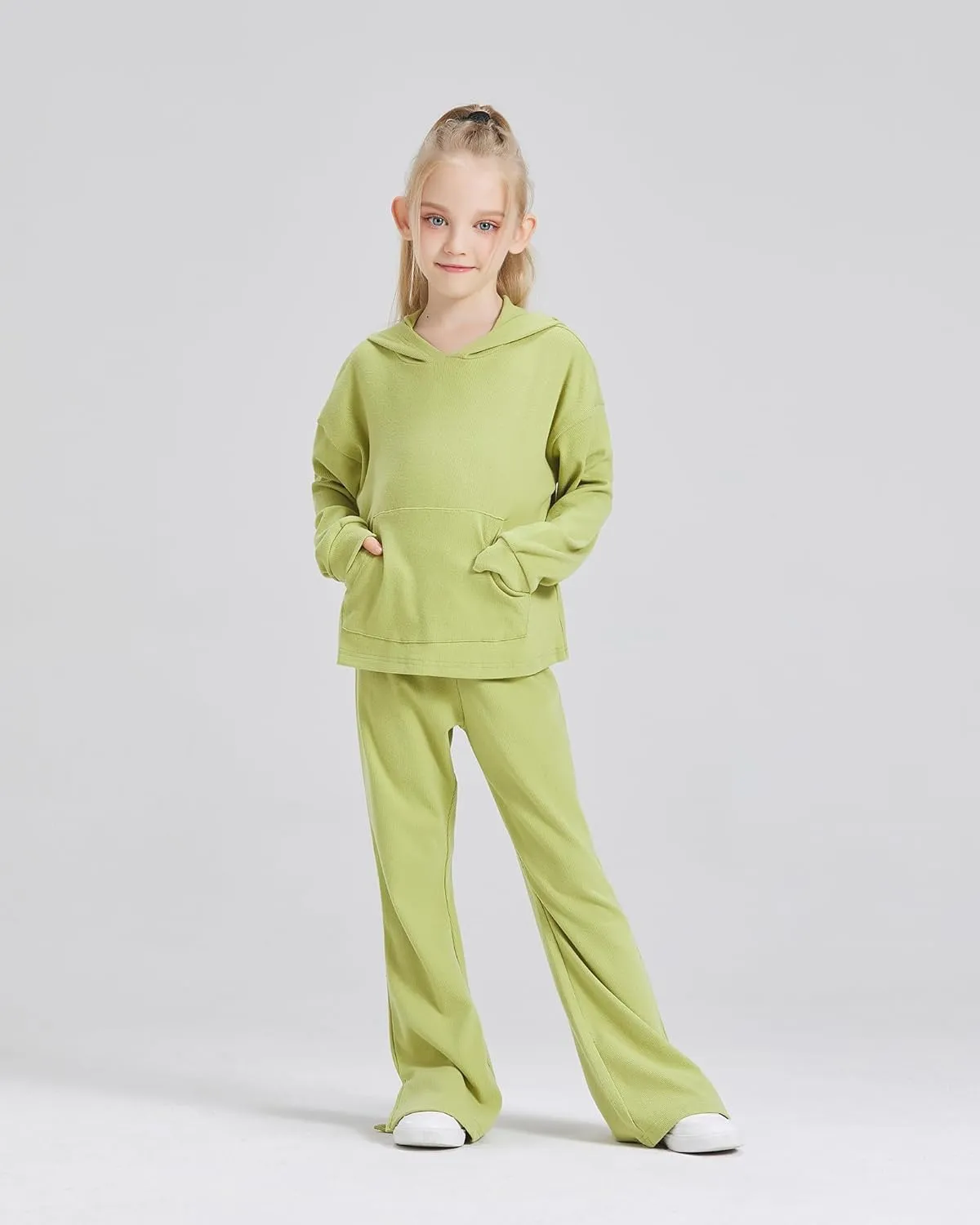 Girls' Clothing Sets 2 Piece Hoodie Long Sleeve Shirts Bell Bottom Cute 2025 Spring Outfits Sweatsuits