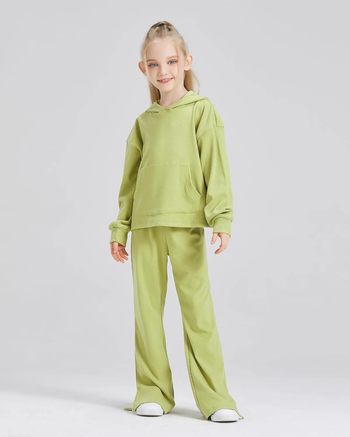 Girls' Clothing Sets 2 Piece Hoodie Long Sleeve Shirts Bell Bottom Cute 2025 Spring Outfits Sweatsuits