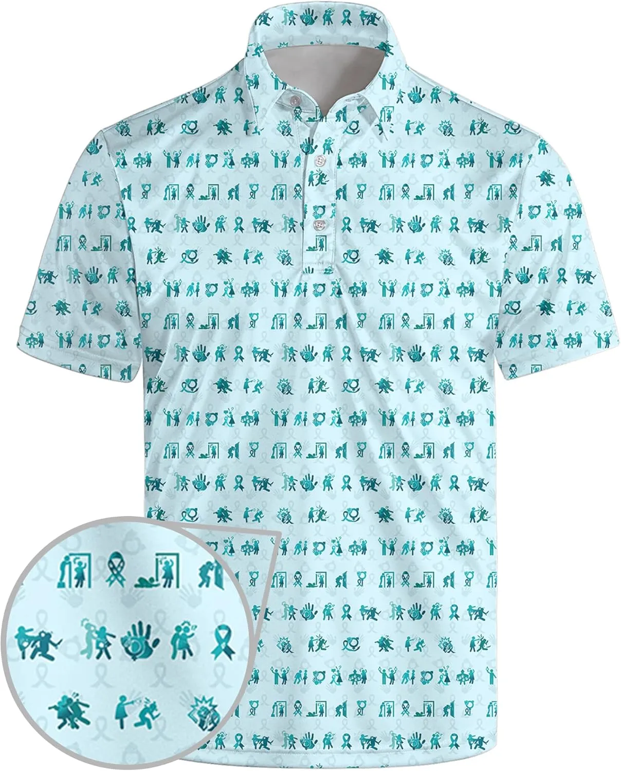 Golf Polo Shirts for Men Funny Print Short Sleeve Golf Shirts Performance Golf Polos