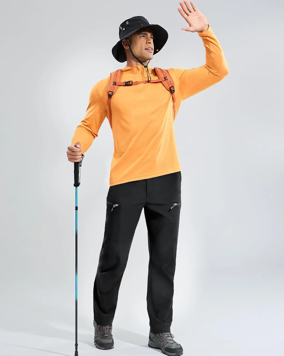 Haimont Men's Dry Fit Quarter Zip Athletic Pullover Lightweight Performance Long Sleeve Running Hiking Golf UPF50  Shirt