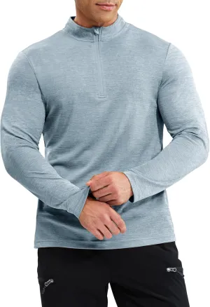 Haimont Men's Dry Fit Quarter Zip Athletic Pullover Lightweight Performance Long Sleeve Running Hiking Golf UPF50  Shirt