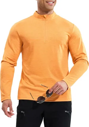 Haimont Men's Dry Fit Quarter Zip Athletic Pullover Lightweight Performance Long Sleeve Running Hiking Golf UPF50  Shirt