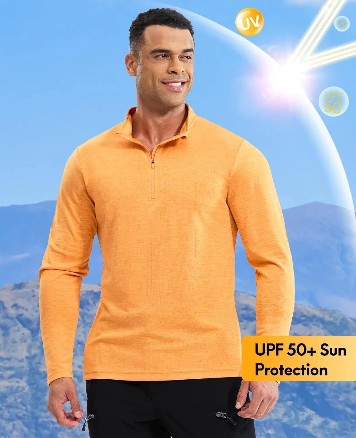 Haimont Men's Dry Fit Quarter Zip Athletic Pullover Lightweight Performance Long Sleeve Running Hiking Golf UPF50  Shirt