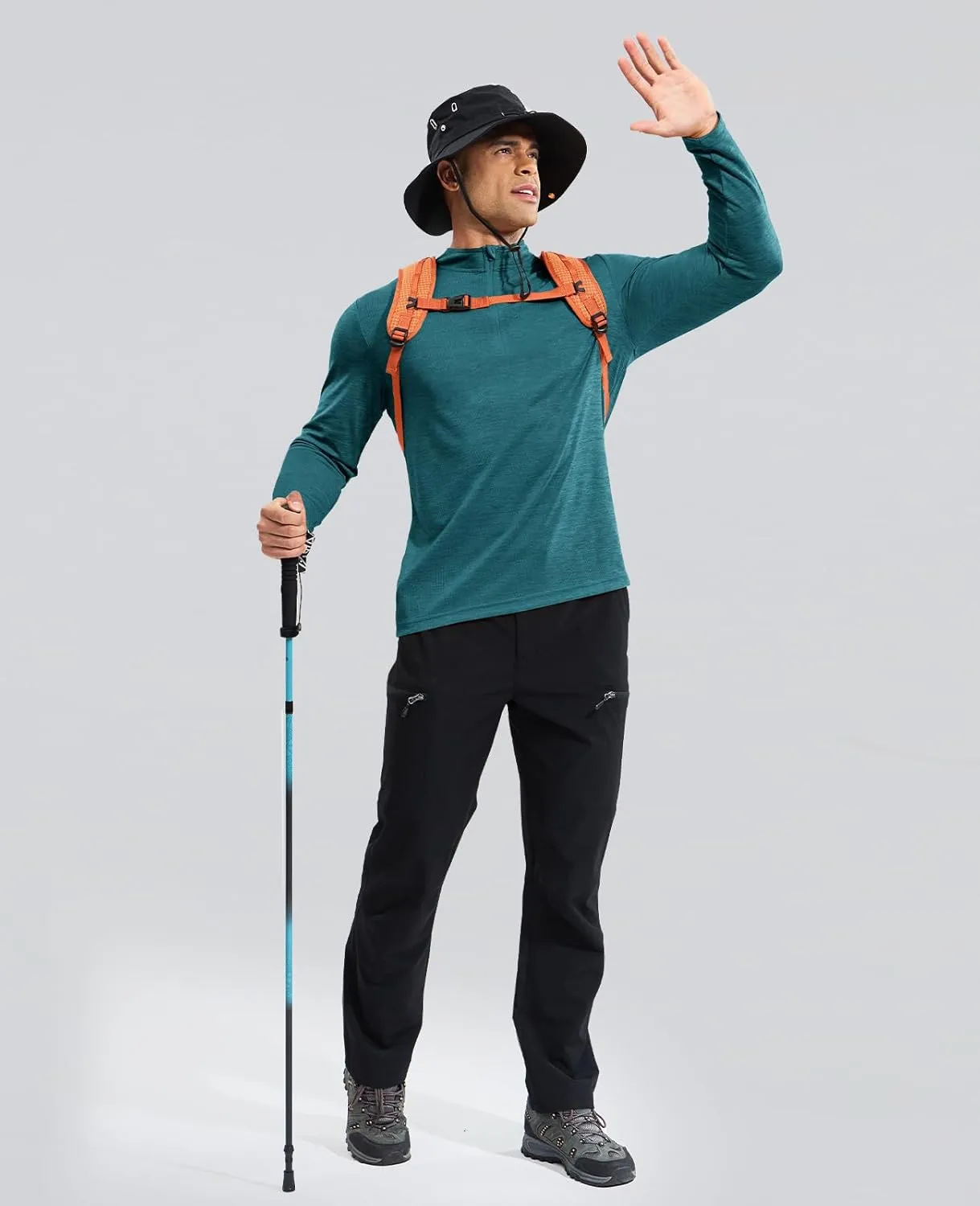Haimont Men's Dry Fit Quarter Zip Athletic Pullover Lightweight Performance Long Sleeve Running Hiking Golf UPF50  Shirt