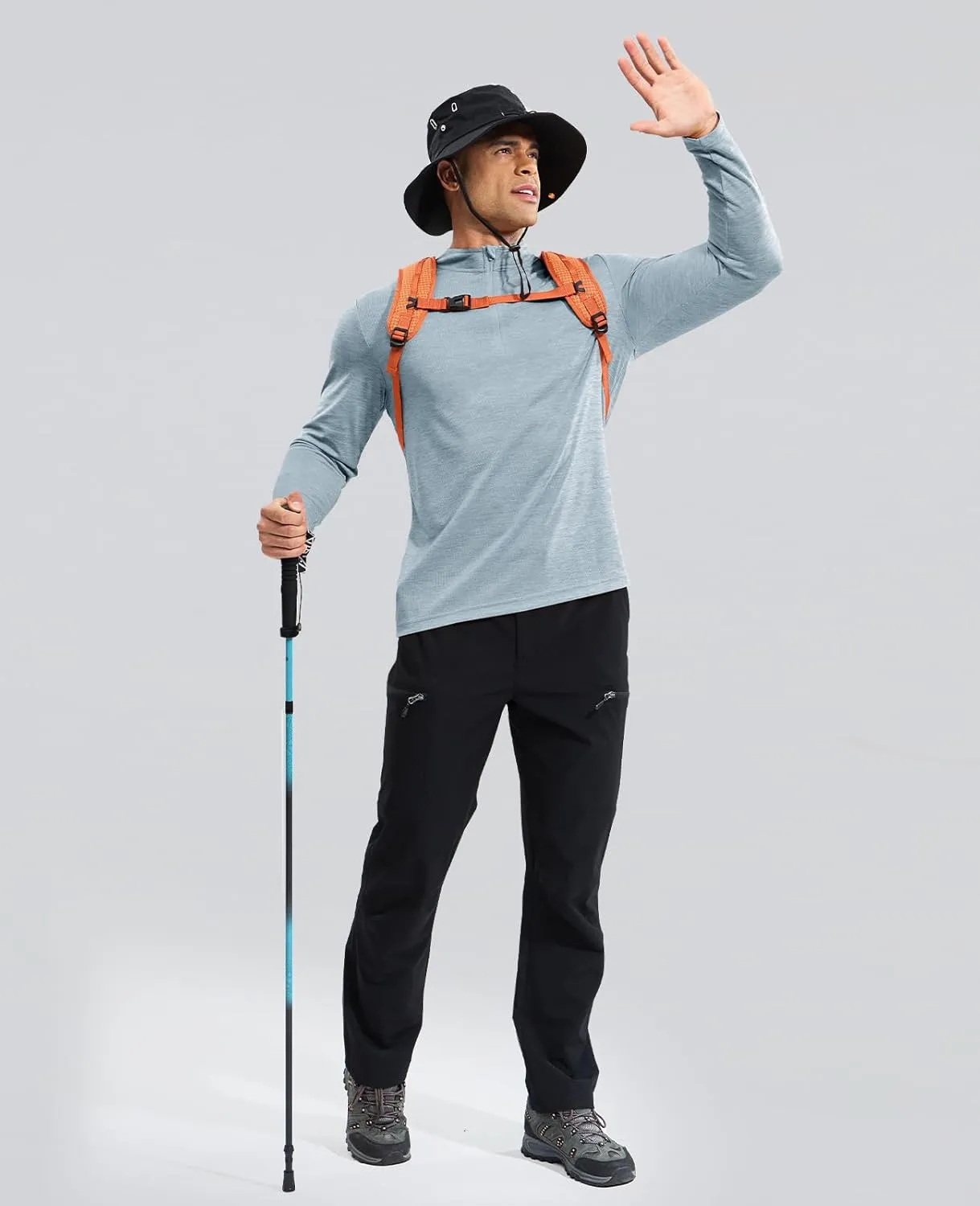 Haimont Men's Dry Fit Quarter Zip Athletic Pullover Lightweight Performance Long Sleeve Running Hiking Golf UPF50  Shirt