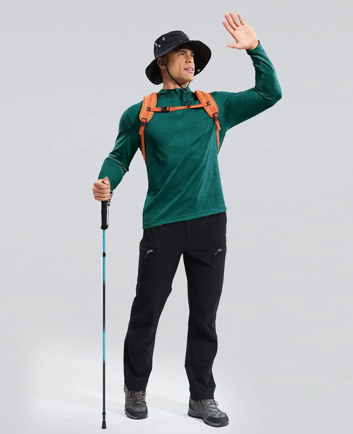 Haimont Men's Dry Fit Quarter Zip Athletic Pullover Lightweight Performance Long Sleeve Running Hiking Golf UPF50  Shirt