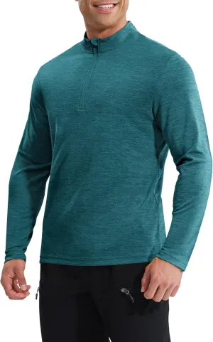 Haimont Men's Dry Fit Quarter Zip Athletic Pullover Lightweight Performance Long Sleeve Running Hiking Golf UPF50  Shirt