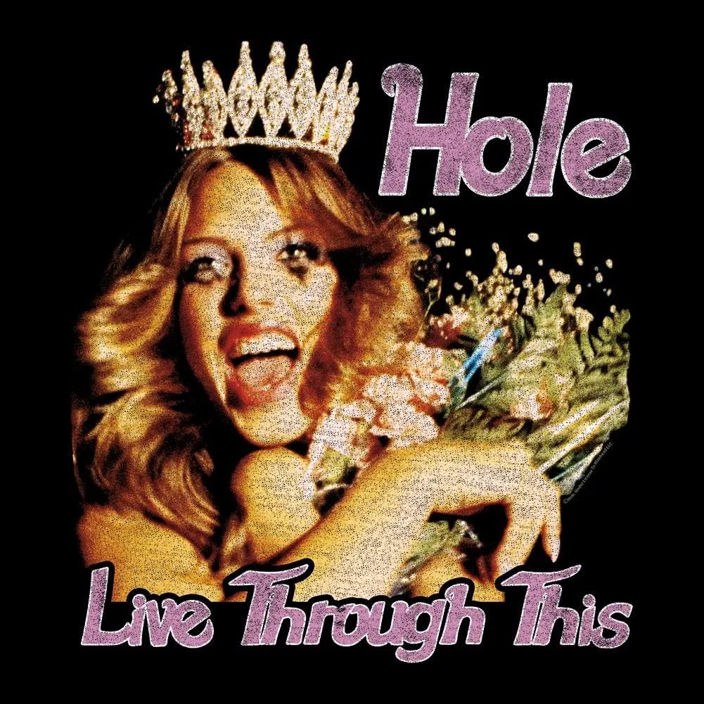 Hole Music T Shirt Live Through This Album Cover Black Adult Short Sleeve T Shirts Vintage Style Graphic Tee