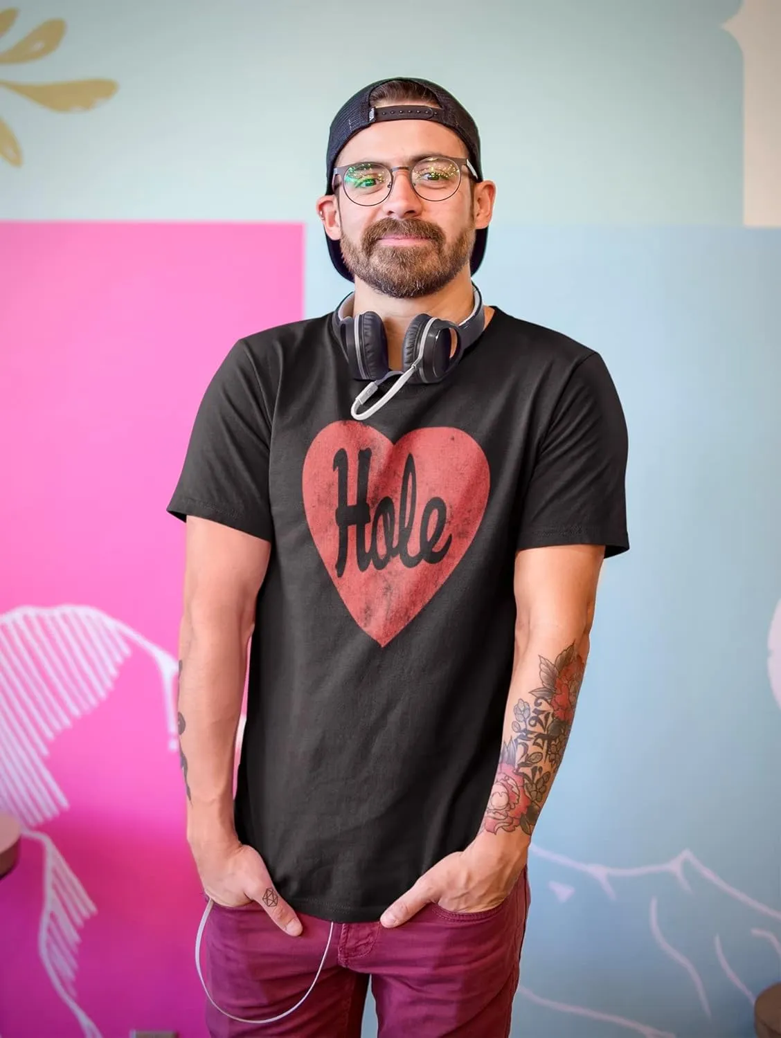 Hole Rock Band Heart Love Logo Adult Short Sleeve T-Shirt Graphic Tee