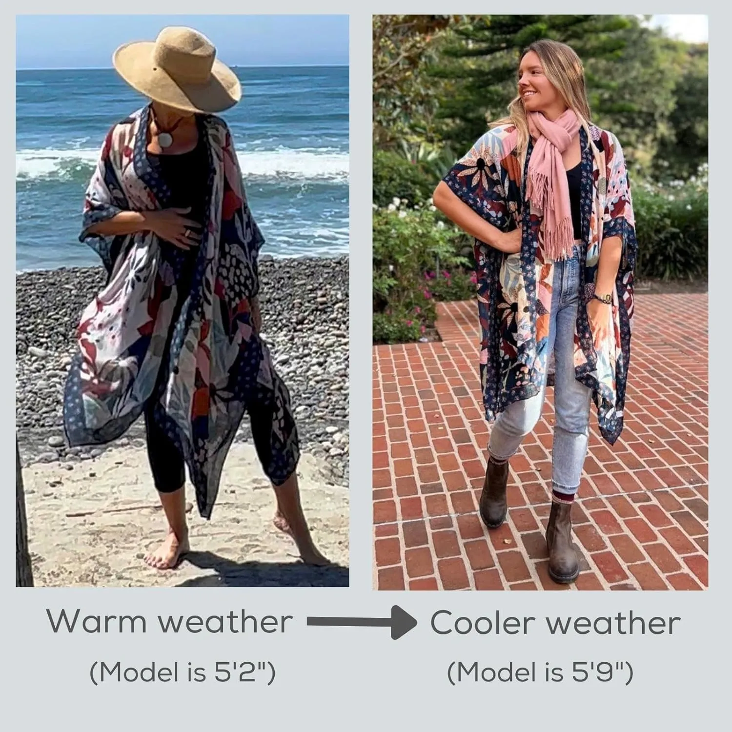 Humble Hilo Long Kimono Cardigan for Women Beach Cover up Casual Loose Prints & Patterns