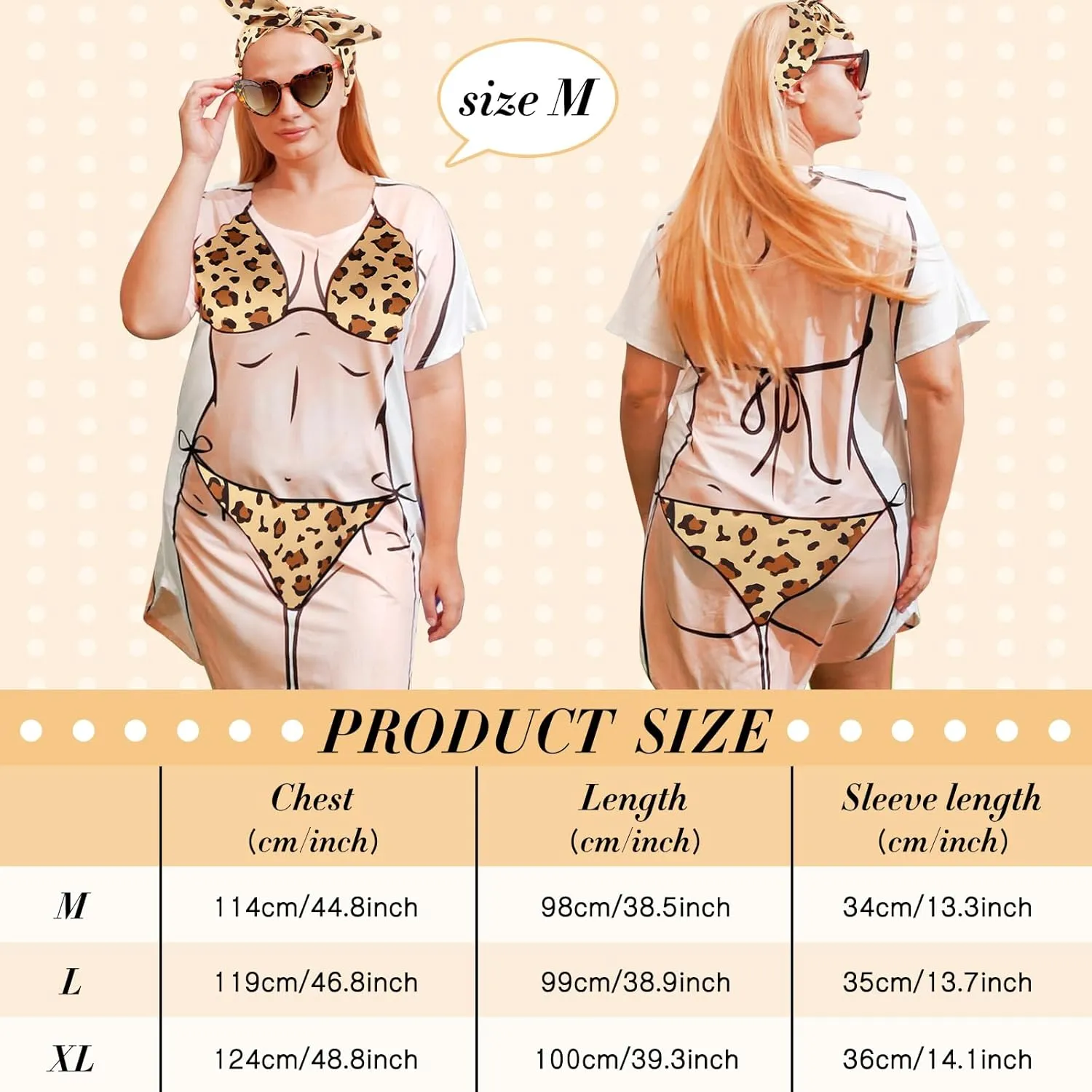 Jeyiour Womens Bikini Shirt Cover up Funny Bandana Headband Retro Sunglasses Eyewear Halloween Party Outfit