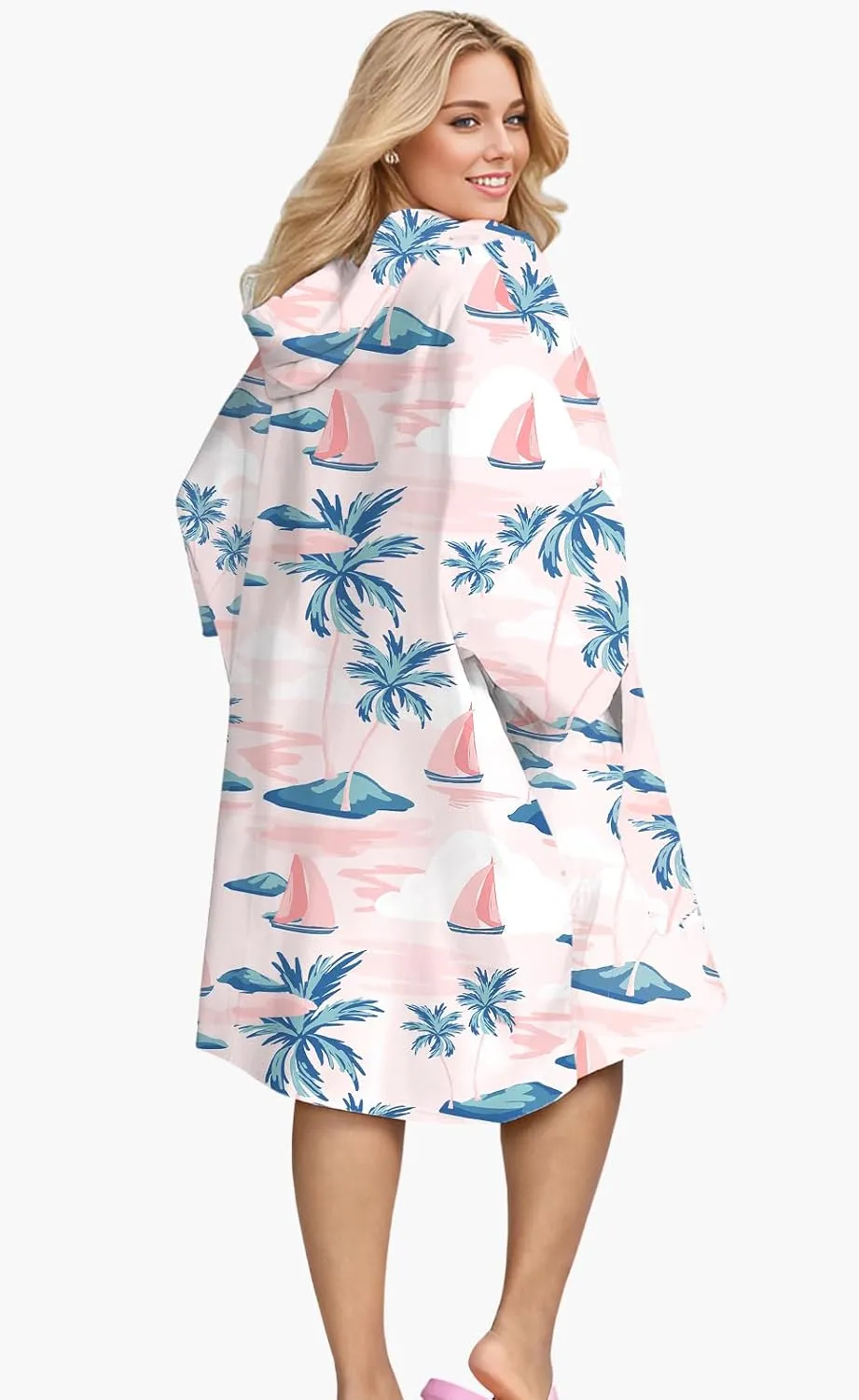 KFUBUO Surf Poncho Changing Towel Swim Robe with Pocket Plus Size Terry Cloth Swim Cover Up for Women Towel Poncho Hoodie