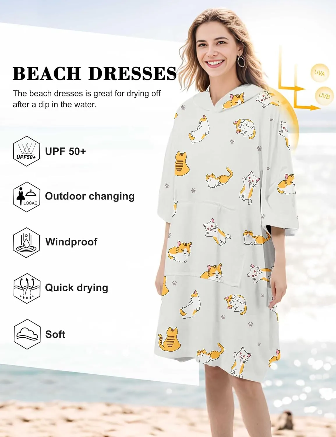 KFUBUO Surf Poncho Changing Towel Swim Robe with Pocket Plus Size Terry Cloth Swim Cover Up for Women Towel Poncho Hoodie