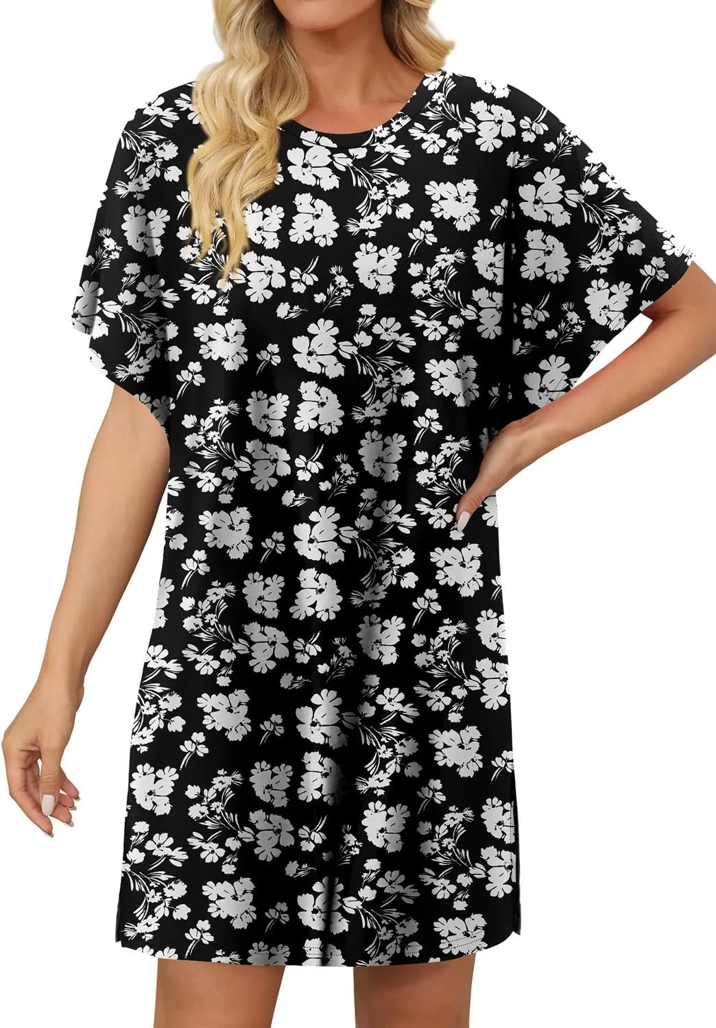 KISSMODA Womens Summer T Shirt Dress Casual Short Sleeve Beach Cover Up Tunic Tops with Pockets