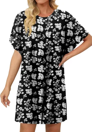 KISSMODA Womens Summer T Shirt Dress Casual Short Sleeve Beach Cover Up Tunic Tops with Pockets