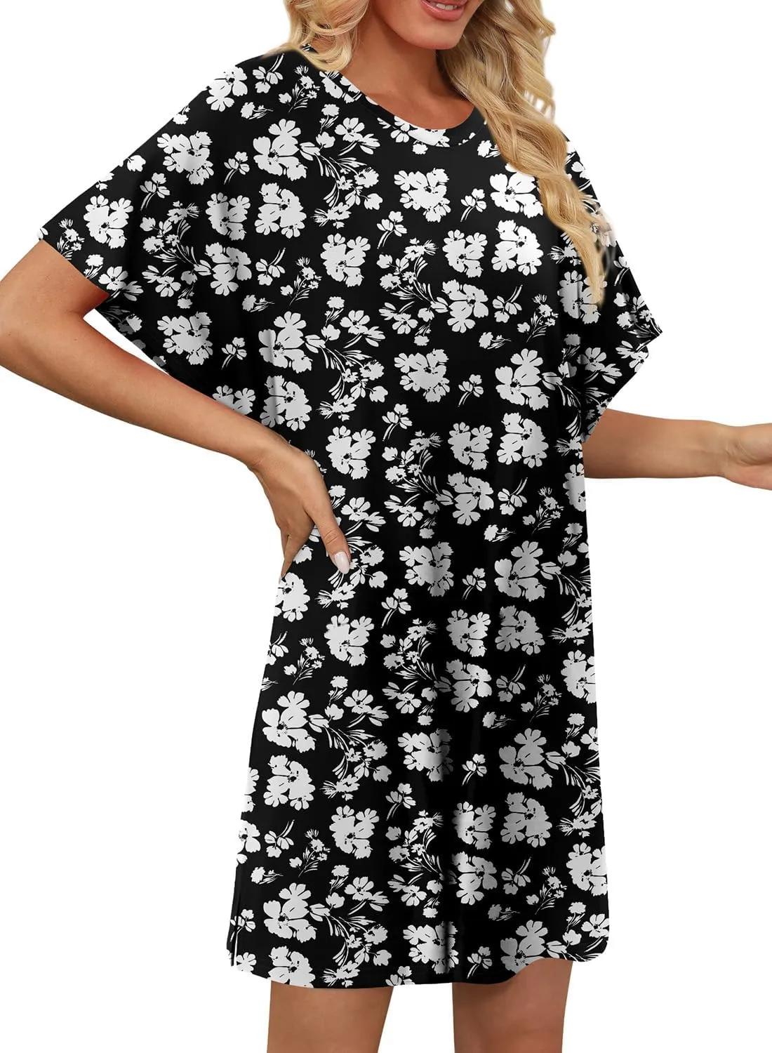 KISSMODA Womens Summer T Shirt Dress Casual Short Sleeve Beach Cover Up Tunic Tops with Pockets