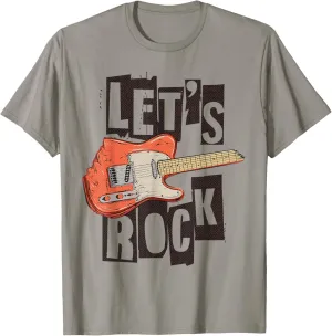 Let's Rock Electric Guitar Music Lover Band Guitarist Retro T-Shirt