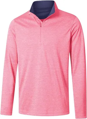 Long Sleeve Golf Shirt Men 1/4 Zip Pullover Mens Long Sleeve Sun Protection Shirts UPF 50 Lightweight Athletic Pullover