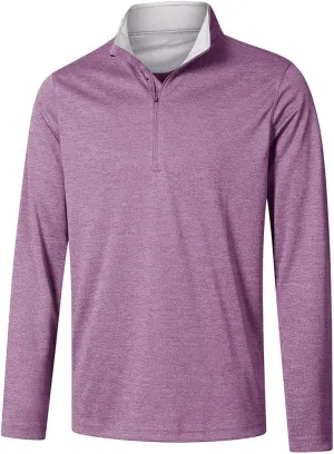 Long Sleeve Golf Shirt Men 1/4 Zip Pullover Mens Long Sleeve Sun Protection Shirts UPF 50 Lightweight Athletic Pullover