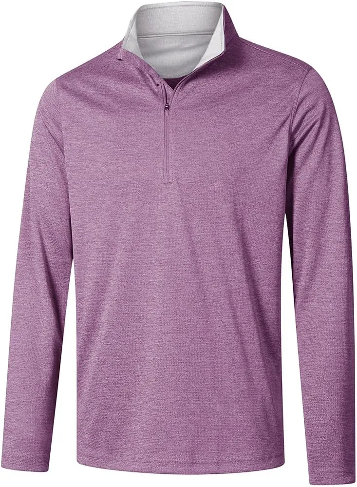 Long Sleeve Golf Shirt Men 1/4 Zip Pullover Mens Long Sleeve Sun Protection Shirts UPF 50 Lightweight Athletic Pullover