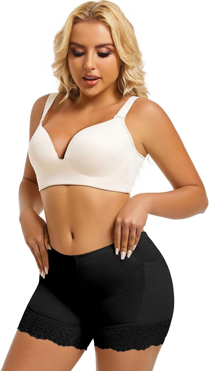 materasu 2pc Seamless Slip Shorts for Under Dresses Women Anti Chafing Underwear Boyshorts Panties Lace Under Shorts