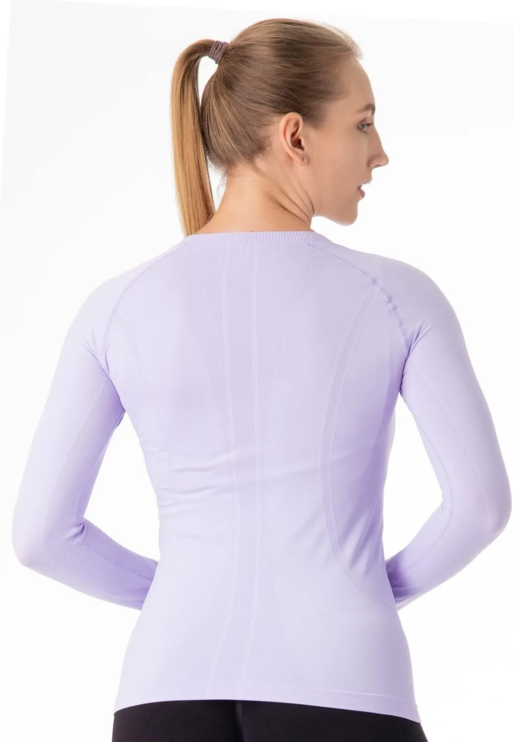 MathCat Seamless Workout Shirts for Women Long Sleeve Yoga Tops Sports Running Shirt Breathable Athletic Top Slim Fit