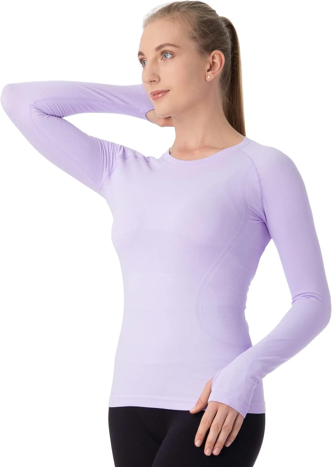 MathCat Seamless Workout Shirts for Women Long Sleeve Yoga Tops Sports Running Shirt Breathable Athletic Top Slim Fit