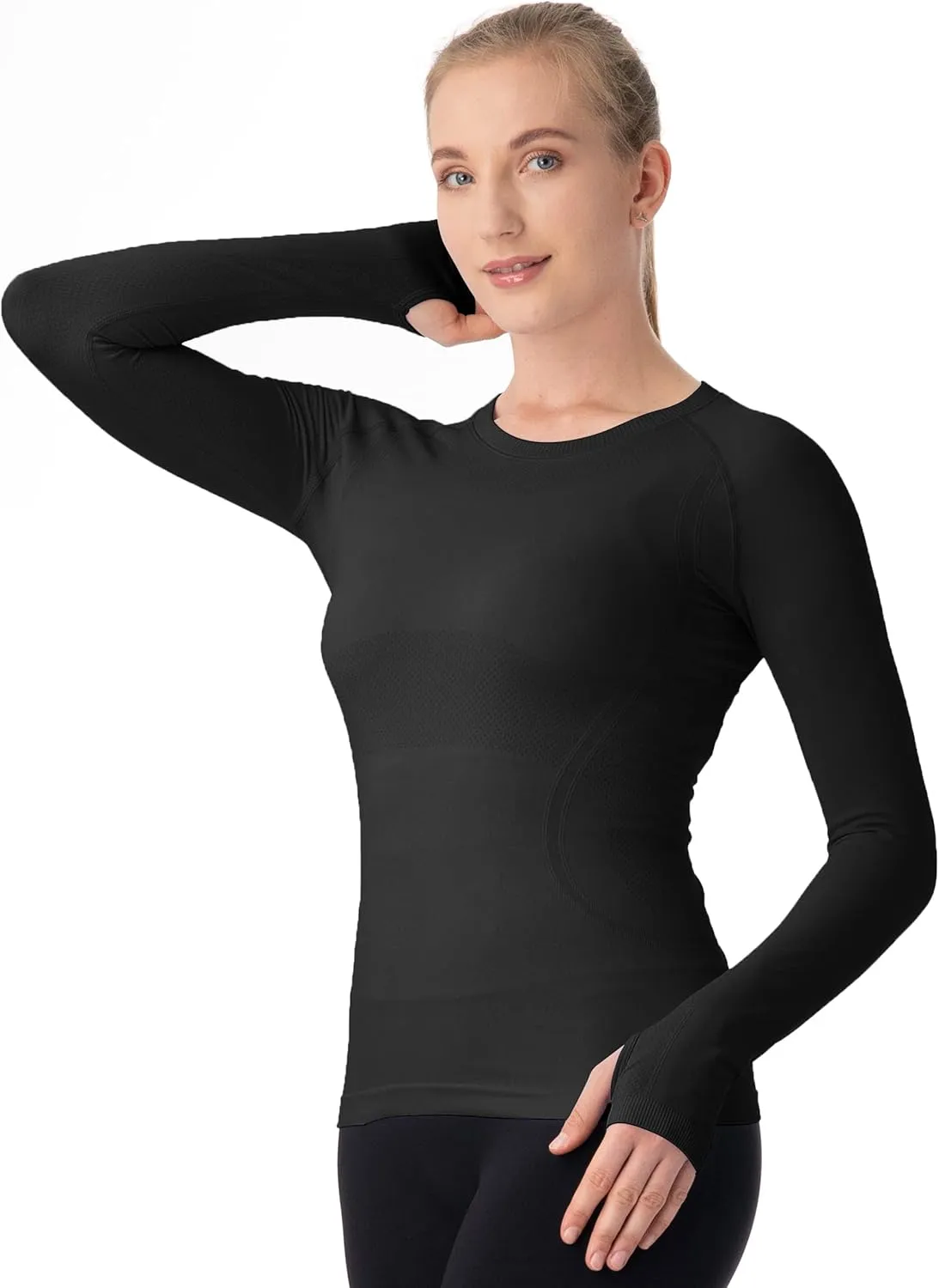 MathCat Seamless Workout Shirts for Women Long Sleeve Yoga Tops Sports Running Shirt Breathable Athletic Top Slim Fit