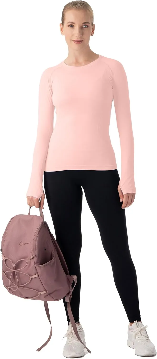 MathCat Seamless Workout Shirts for Women Long Sleeve Yoga Tops Sports Running Shirt Breathable Athletic Top Slim Fit