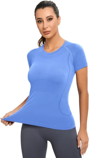 MathCat Workout Shirts for Women, Workout Tops for Women, Yoga Short Sleeve Shirts Soft Seamless Gym Shirts