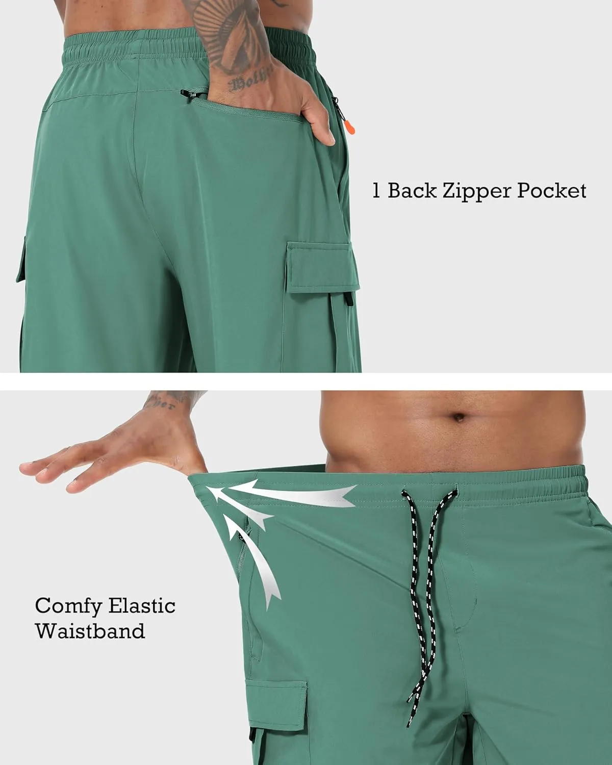Men's Cargo Shorts Quick Dry Lightweight Stretch Hiking Shorts for Men with 5 Pockets No Lining