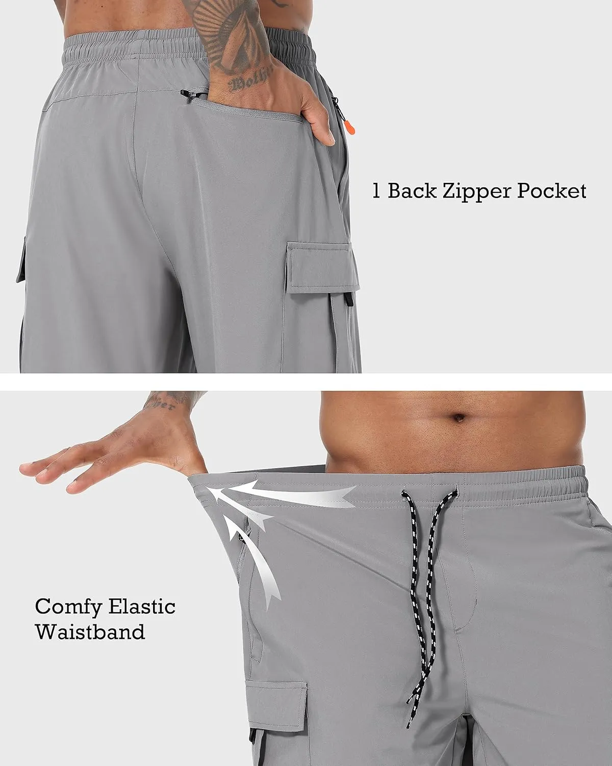 Men's Cargo Shorts Quick Dry Lightweight Stretch Hiking Shorts for Men with 5 Pockets No Lining