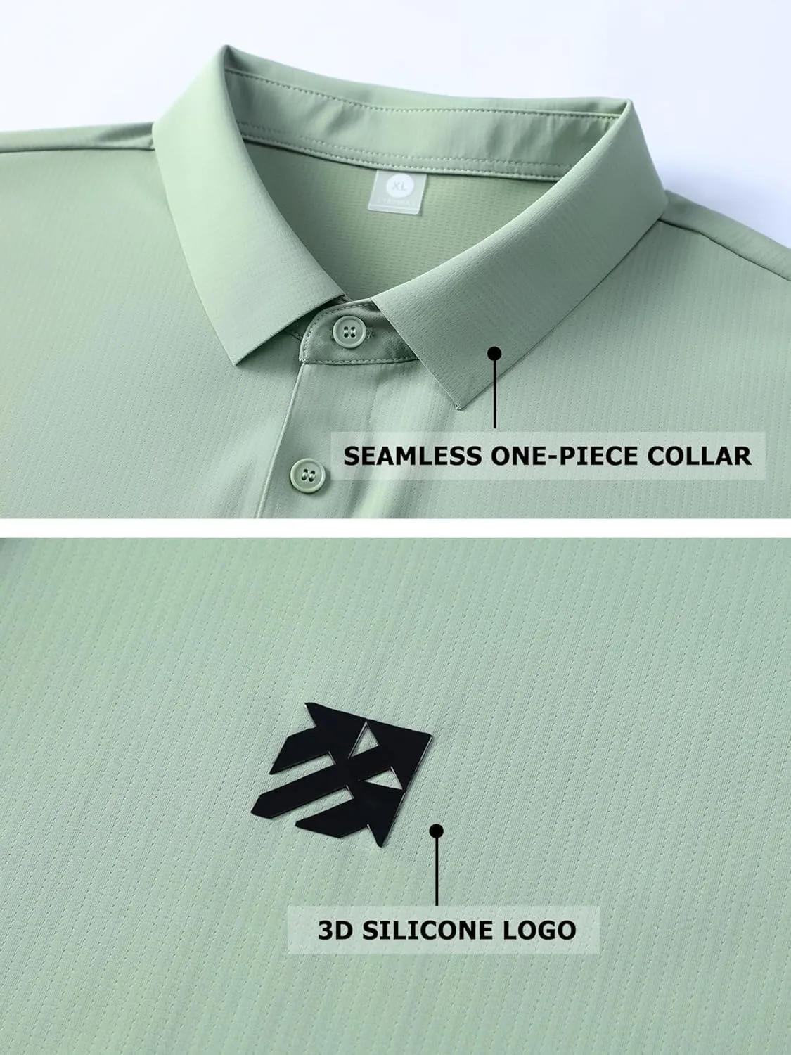 Mens Performance Polo Shirts Seamless Tech Golf Pickleball Shirts for Men Quick Dry Moisture Wicking