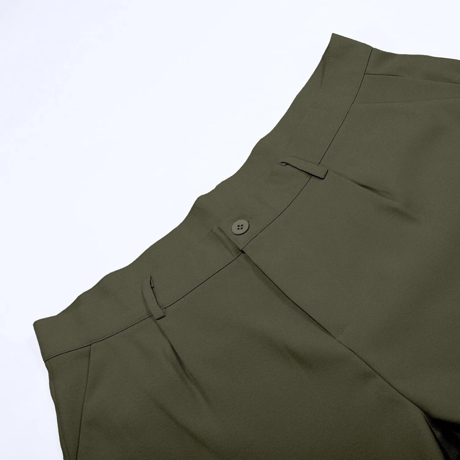 Mens Pleated Front Casual Work Pants Wrinkle-Free Regular Fit Work Dress Pants Big and Tall Stretch Chinos Trousers