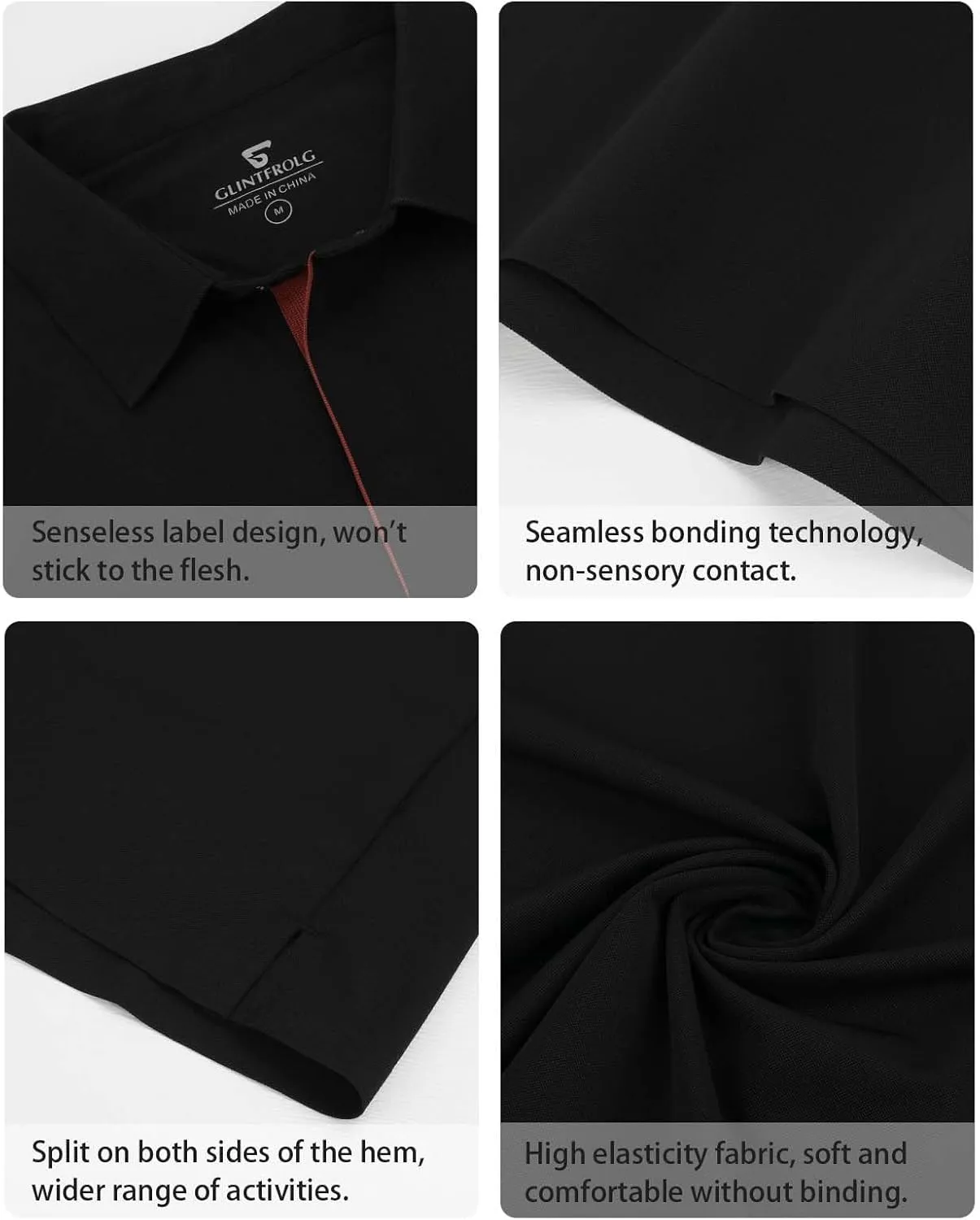 Mens Polo Shirts Seamless Golf Shirts Short Sleeve Quick-Dry Polo for Men