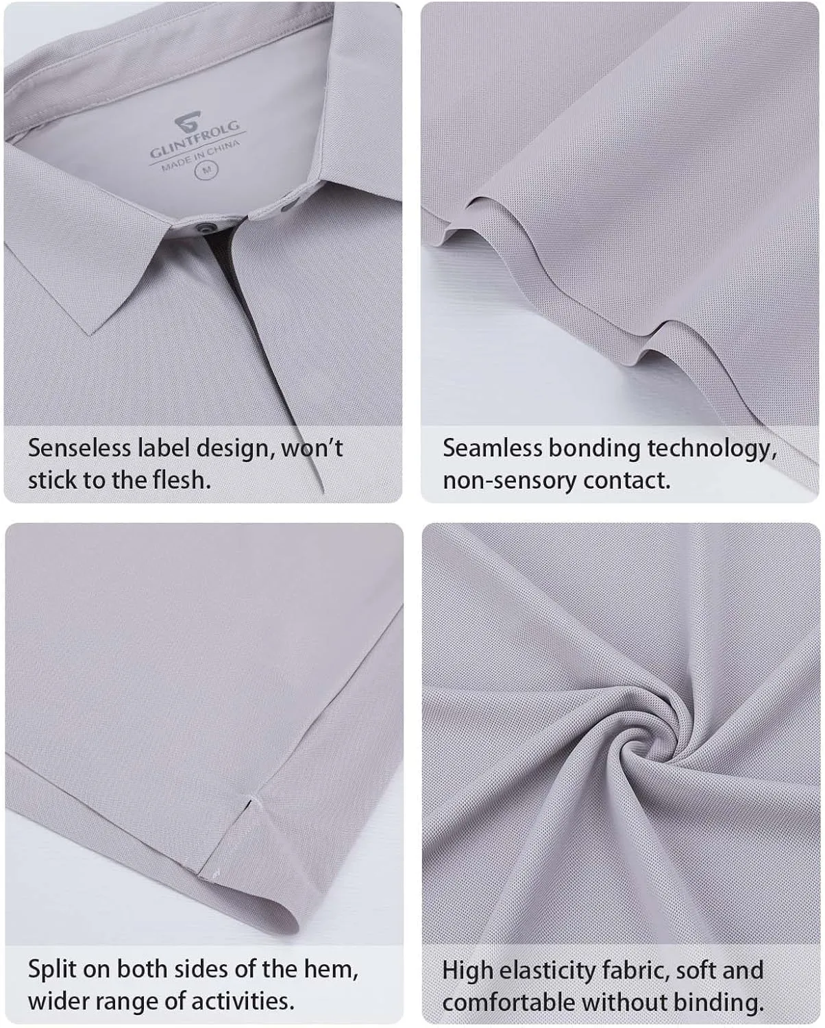 Mens Polo Shirts Seamless Golf Shirts Short Sleeve Quick-Dry Polo for Men
