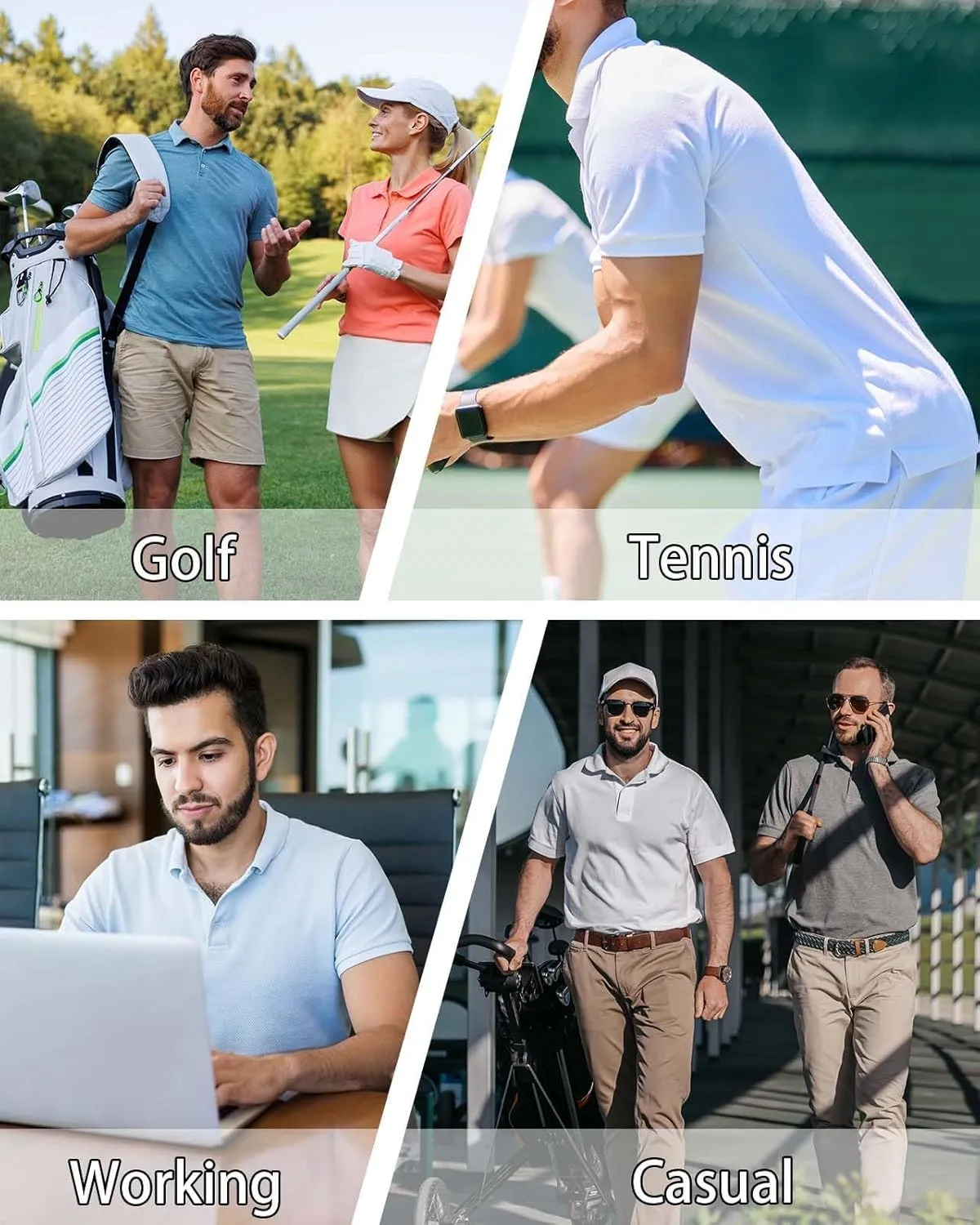 Mens Polo Shirts Seamless Golf Shirts Short Sleeve Quick-Dry Polo for Men