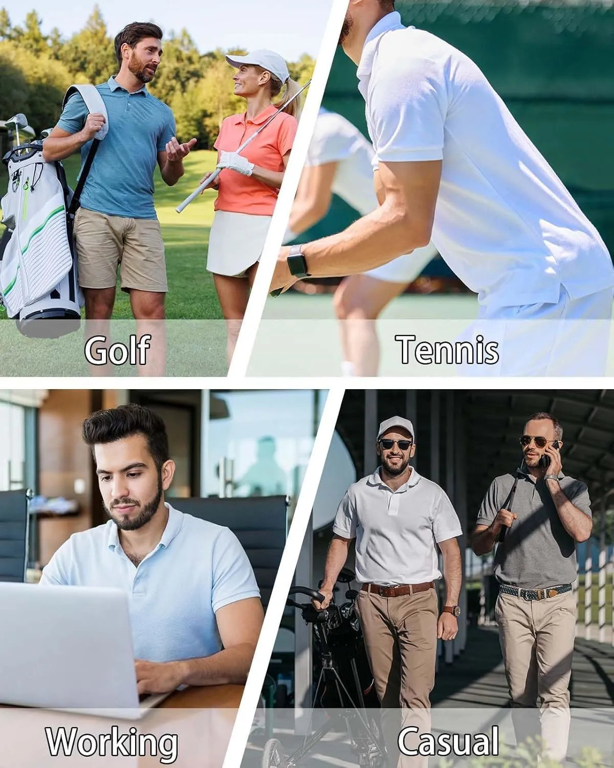 Mens Polo Shirts Seamless Golf Shirts Short Sleeve Quick-Dry Polo for Men