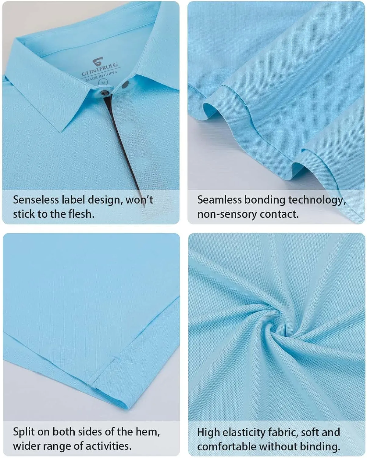 Mens Polo Shirts Seamless Golf Shirts Short Sleeve Quick-Dry Polo for Men