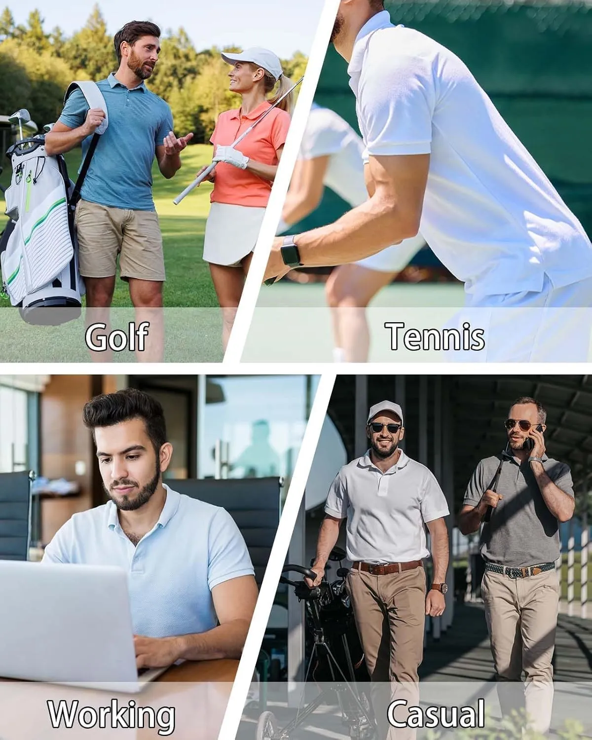 Mens Polo Shirts Seamless Golf Shirts Short Sleeve Quick-Dry Polo for Men