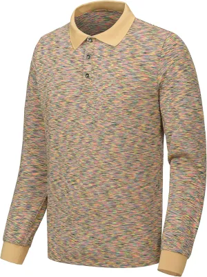 Men's Quick Dry Long Sleeve Polo Shirt Moisture Wicking UV Protection Sports T-Shirt