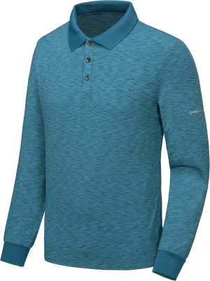 Men's Quick Dry Long Sleeve Polo Shirt Moisture Wicking UV Protection Sports T-Shirt