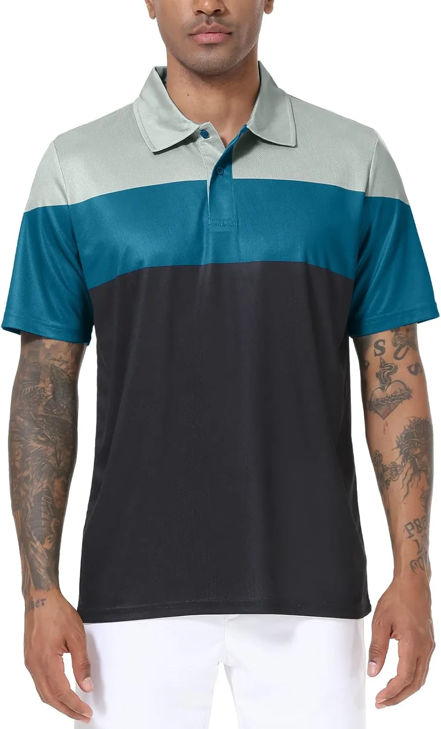 Mens Short Sleeve Golf Polo Shirts Dry Fit Moisture Wicking Performance Casual Sports Polo Shirts for Men