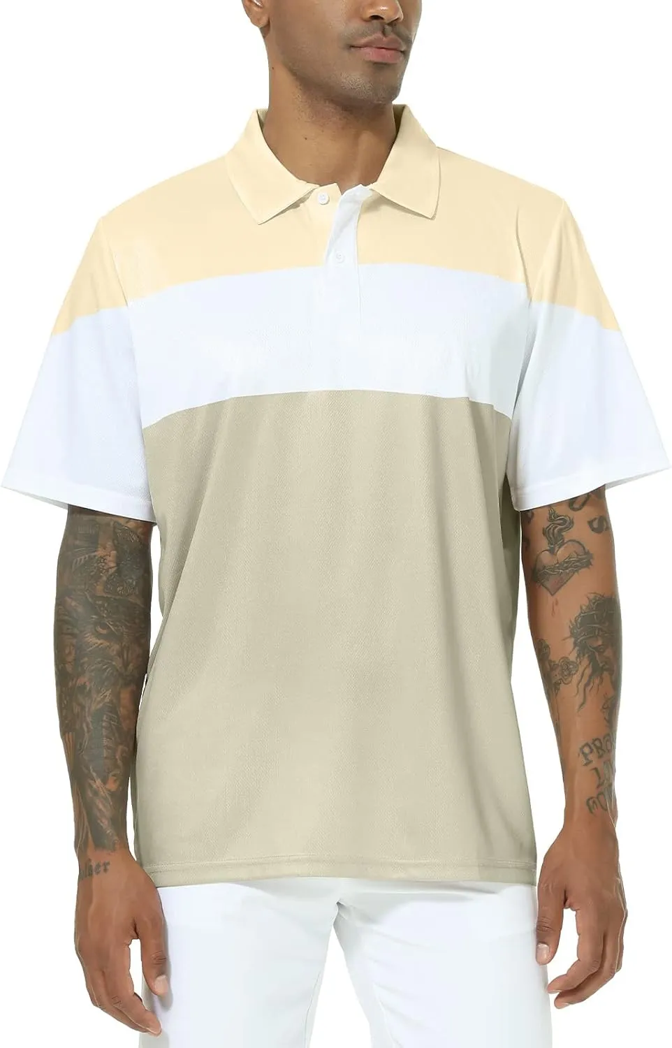 Mens Short Sleeve Golf Polo Shirts Dry Fit Moisture Wicking Performance Casual Sports Polo Shirts for Men